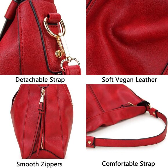 Hobo Bags for Women, Faux Leather Tote Purse Ladies Handbag Medium Shoulder Bags - Picture 4 of 7